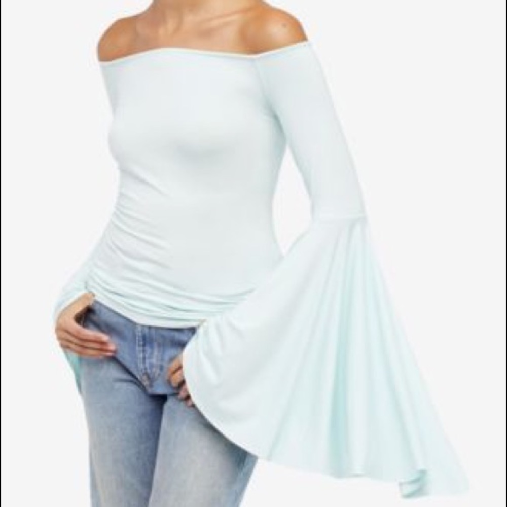 Free People Birds of Paradise OTS bell sleeve top